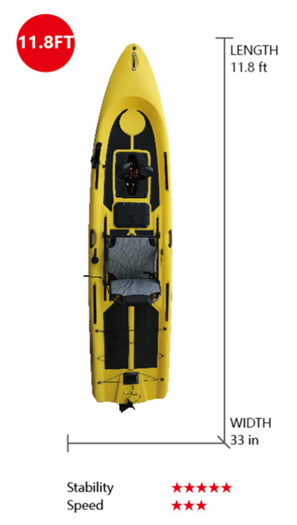 VK-28 SUP PRO: 11.8 ft Single Sup Flap Fishing Pedal Kayak