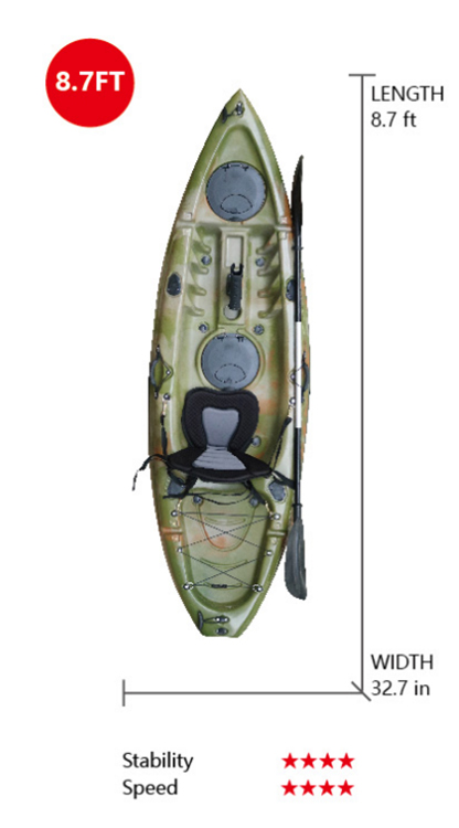 VK-05 TIMO: 8.7 ft Single Fishing Purple Sit On Top Kayak