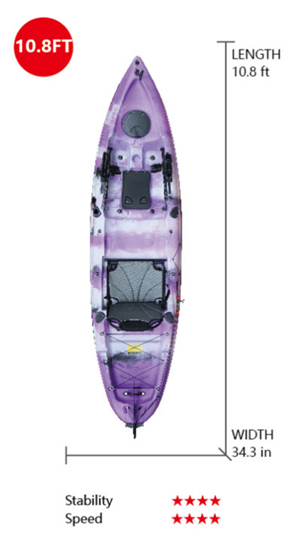VK-17 GRAN: 10.8 ft Single Person Fishing Kayak