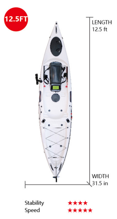 VK-09 EVO: 12.5 ft Single Fishing Motor Electric Kayak