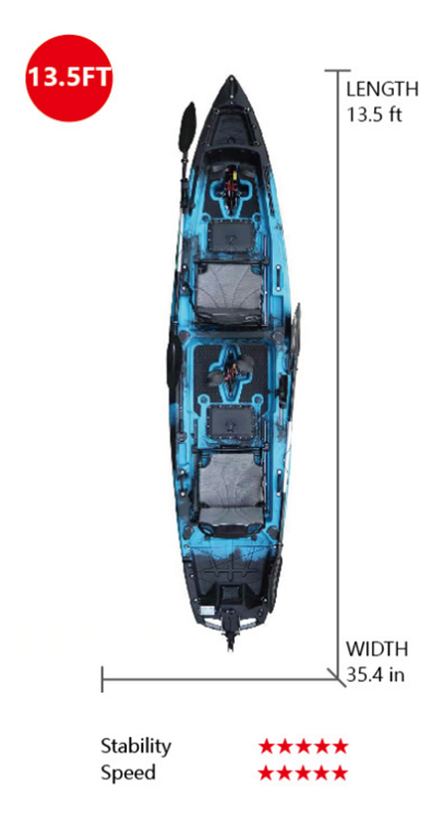 VK-27 TANGO: 13.5 ft Double Flap Two Person Pedal Kayak