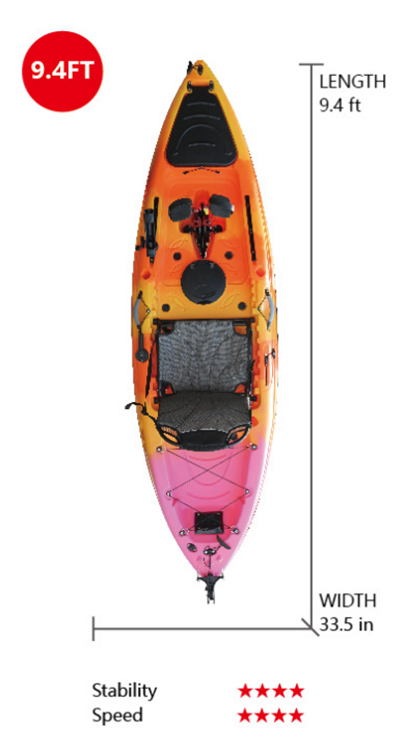 VK-35 FOX: 9.4 ft Single Flap Fastest Pedal Kayak